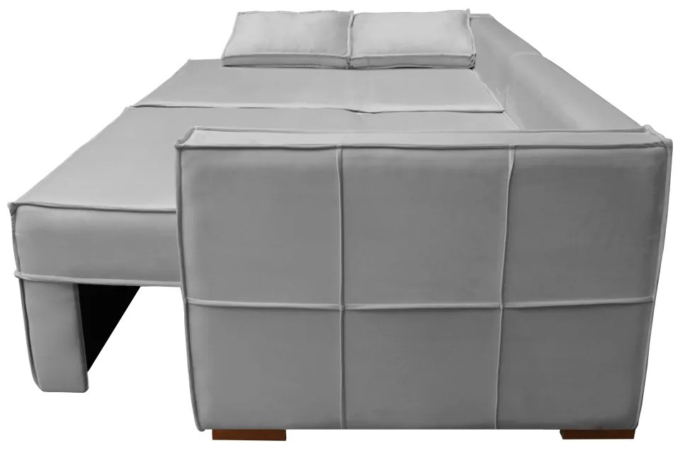 Sofá Cama Ferrari Retrátil e Reclinável 2,15m Veludo Cinza