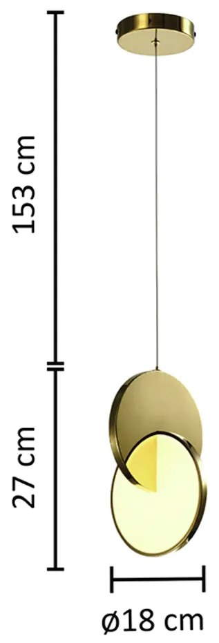 Pendente Fusion Led Ø18 X 27Cm Led 11W 3000K Bivolt / Metal Dourado |... (Dourado)