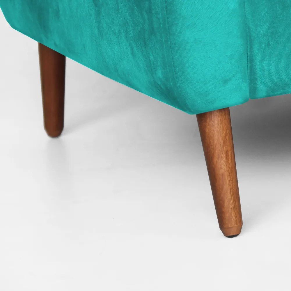 Namoradeira Bruna 1,20 m 2 Lugares Pés Palito Suede Azul Tiffany