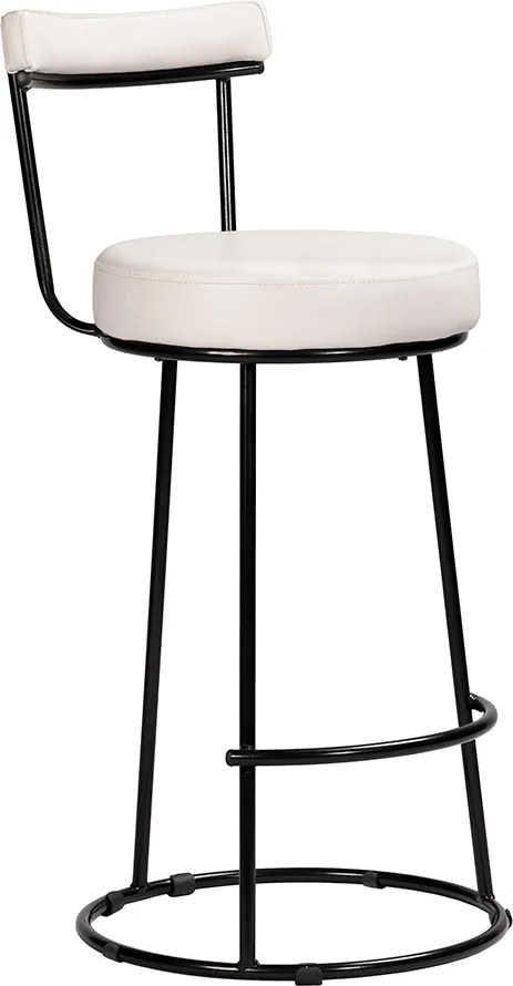 Banqueta Alta Cozinha 70cm Encosto Industrial Aço Ziria Pu S02 - D'Rossi - Off White