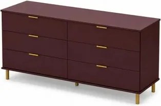 Cômoda 6 Gavetas em MDF Vinho 158x40x76cm Ditália