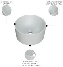 Cuba Pia Para Banheiro Redonda 30cm Celine C08 Cinza - Mpozenato