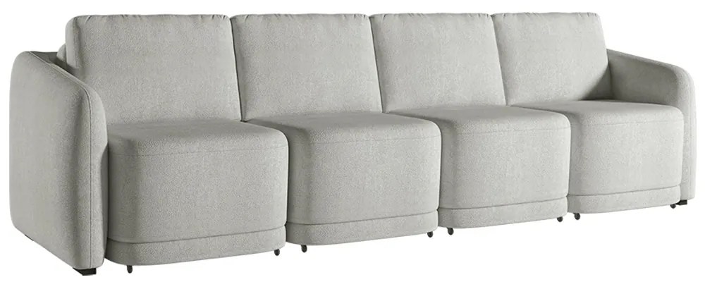 Sofá Cama Modulado Retrátil e Reclinável Decorativo Varsóvia 316cm Bouclê Cinza G33 - Gran Belo