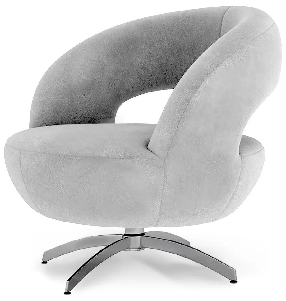 Poltrona Decorativa Base Giratória Topázio Veludo Cinza Claro - Sheep Estofados - Cinza claro