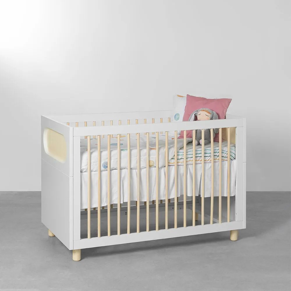 Berço Mini Cama Aurora - Branco e Nature