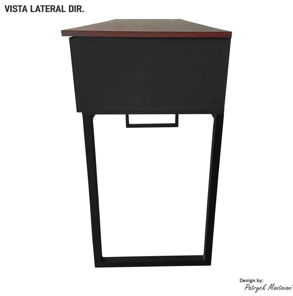 Penteadeira Escrivaninha Iron 136cm com Pés de Metal Imbuia/Preto - Vizzato - Marrom