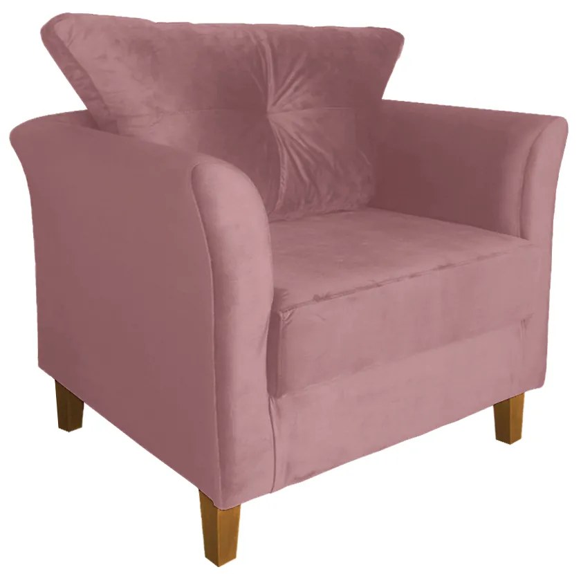 Poltrona Ibis Decorativa Suede Rosê