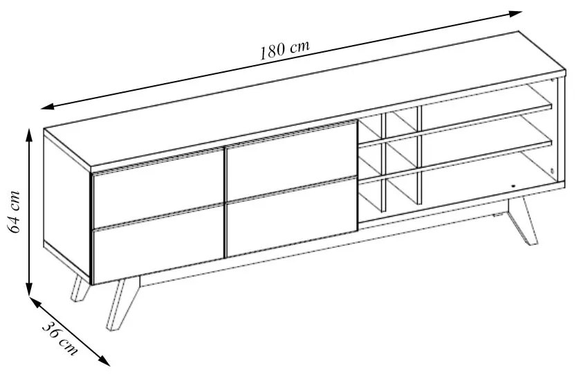 Rack Bancada Decorativa 180cm Sancho Preto/Noce G73 - Gran Belo