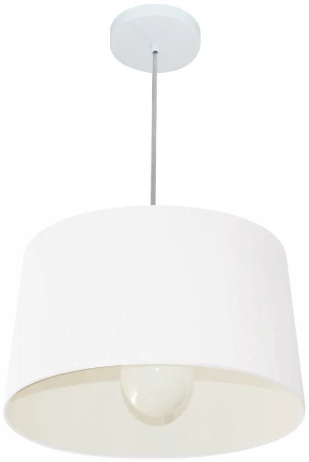 Lustre Pendente Cone Md-4241 Cúpula em Tecido 30/45x40cm Branco - Bivolt
