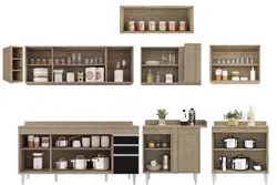 Armário de Cozinha Modulado de Canto 8 Peças CP26 Balcão com Tampo Cas