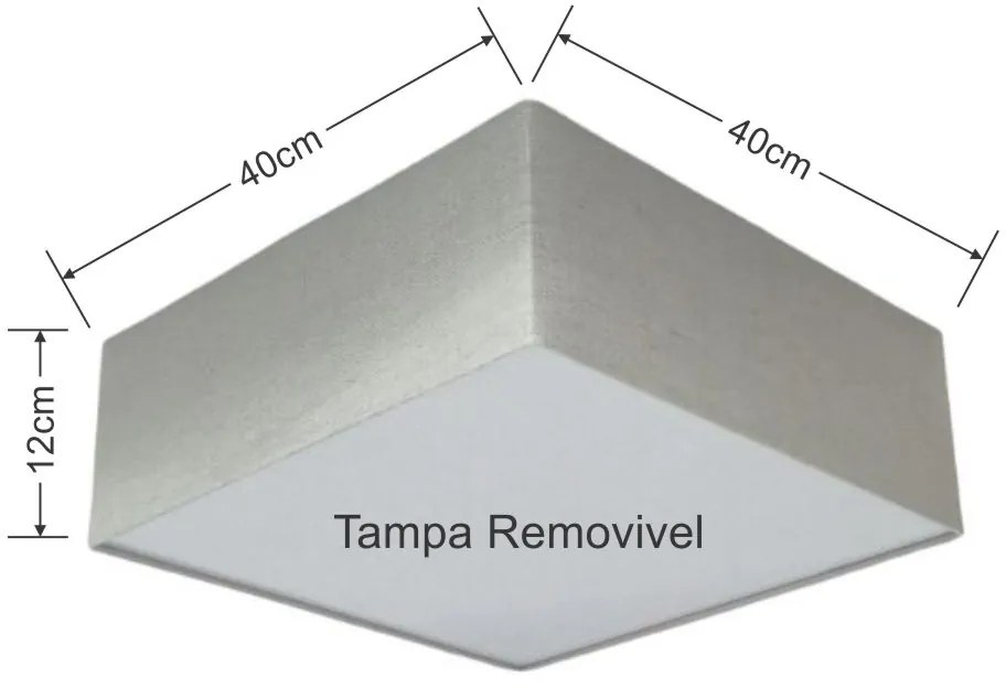 Plafon Quadrado Md-3050 Cúpula em Tecido 40x40X12cm Rústico Cinza - Bivolt