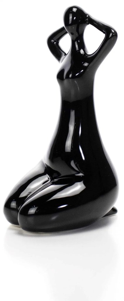 Escultura Mulher Em Porcelana Preto 17x8 cm M02 - D'Rossi