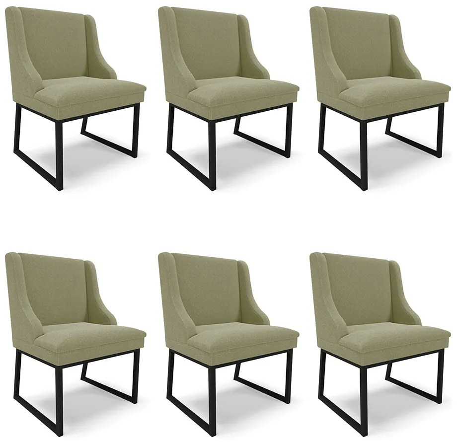 Cadeira Sala de Jantar Industrial Preto kit 6 Liz Bouclê D03 - D'Rossi - Verde Pistache