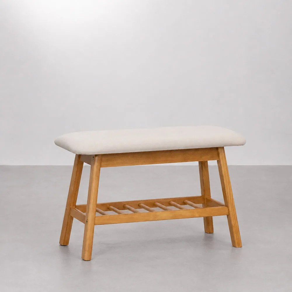 Banco Sapateira Mada Amêndoa e Natural 70cm - Banco Sapateira Mada Amêndoa e Natural - 70cm
