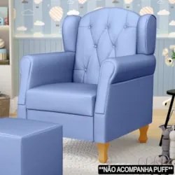 Poltrona de Amamentação com Pés de Madeira Lucy Z39 Sintético Azul - M