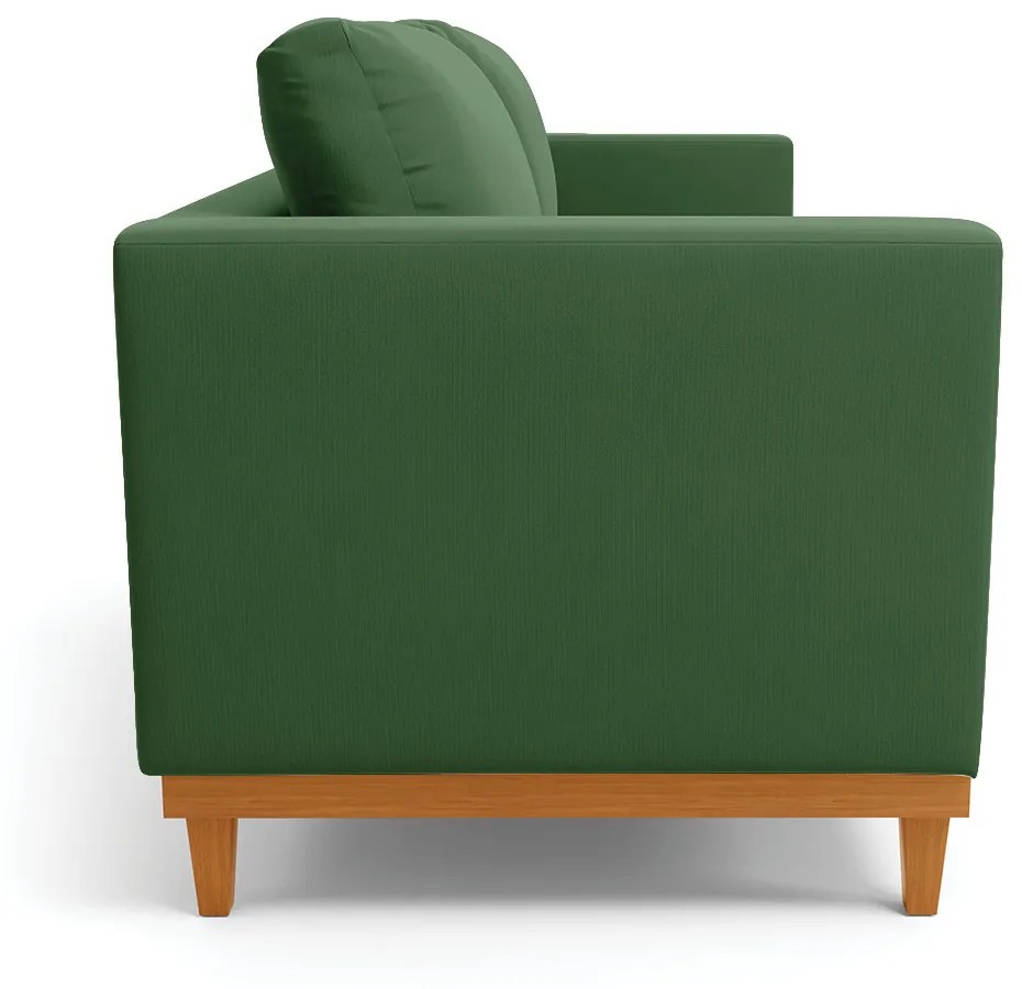 Sofá 03 Lugares Juliette Suede Base Madeira Castanho - D'Rossi - Verde