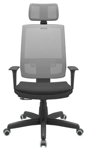 Cadeira Office Brizza Tela Cinza Com Encosto Assento Aero Preto RelaxPlax Base Standard 126cm - 63661 Sun House