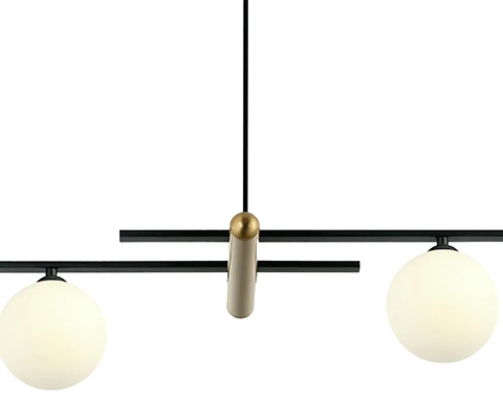Pendente Bambu Metal Preto E Bronze Vidro Branco 23X98X16,5Cm 4Xg9 | B...