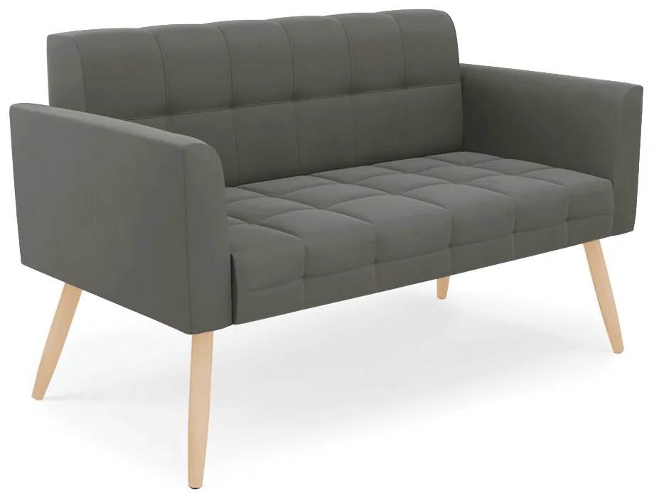 Sofá Namoradeira Elisa Suede Pés Palito Natural - D'Rossi - Grafite