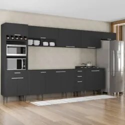 Armário de Cozinha CP06 Para Pia 180cm Pérola Z34 Preto     - Mpozenat