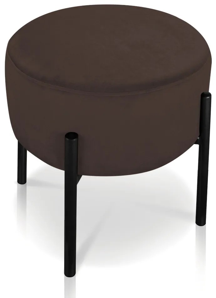 Puff Banqueta Decorativo Industrial Preto Kit 2 Iron Suede Marrom D03 - D'Rossi