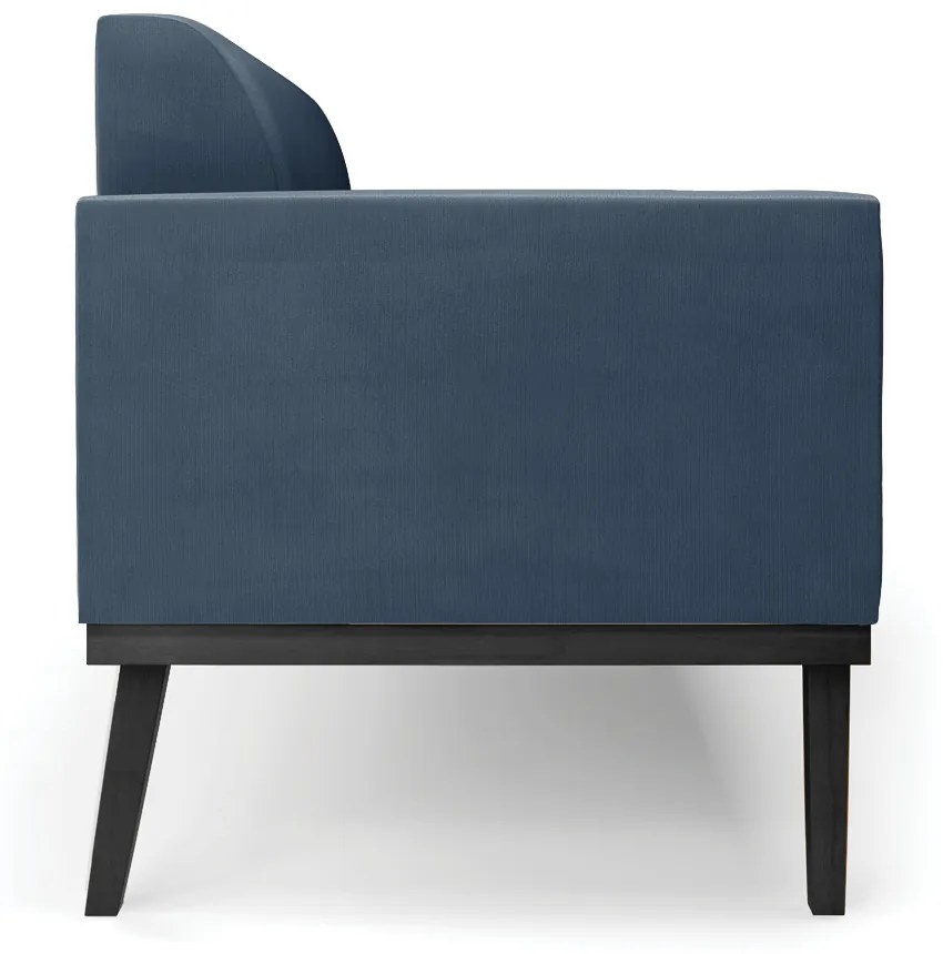 Sofá Namoradeira Base de Madeira Fixa Preto Marisa Suede  D03 - D'Rossi - Azul Marinho