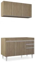 Armário Cozinha e Balcão Para Pia 120cm Michigan Castanho   - Lumil