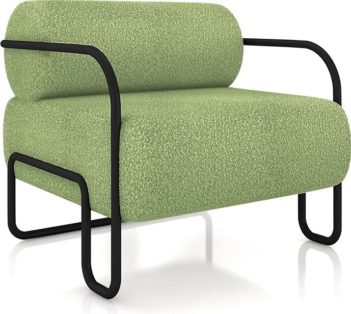 Poltrona Decorativa Sala de Estar Polatsk Base Industrial de Ferro Bouclê Verde Oliva G33 - Gran Belo