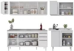 Armário de Cozinha Modulado de Canto Esquerdo 5 Peças CP54 com Pia Ino