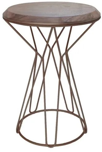 Mesa Apoio Cost Tampo Nogueira com Base Aco Corten 56 cm - 59189 Sun House