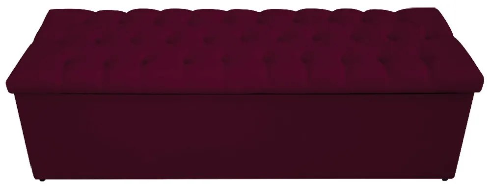 Recamier Baú Estofada Mel 140 cm Casal Com Capitonê  Suede Bordô - ADJ Decor
