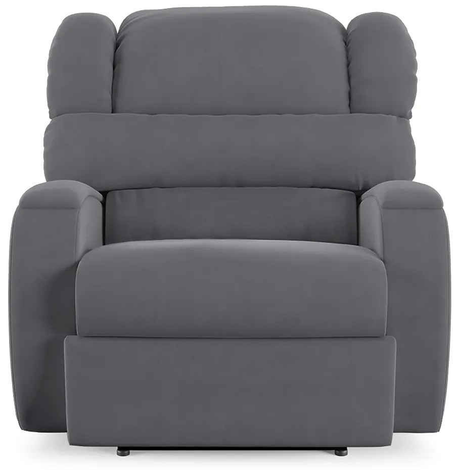 Poltrona do Papai Sala de Cinema Reclinável Kylie Power Elétrica Massagem USB Veludo Cinza Grafite G23