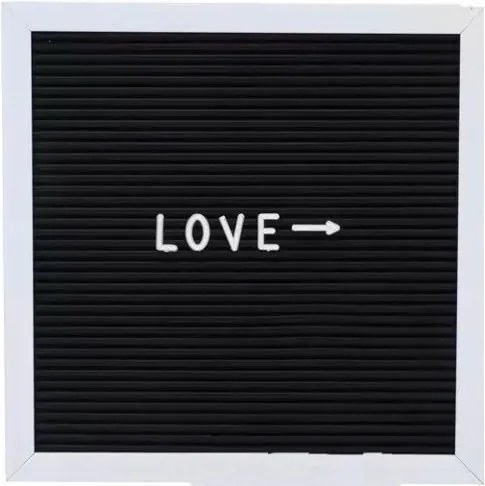 Quadro Letreiro Letter Board - Preto - Moldura Branca