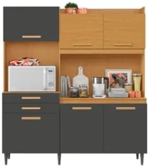 Armário de Cozinha Compacta 182cm Noir Cinamomo/Grafite A15 - Mpozenat