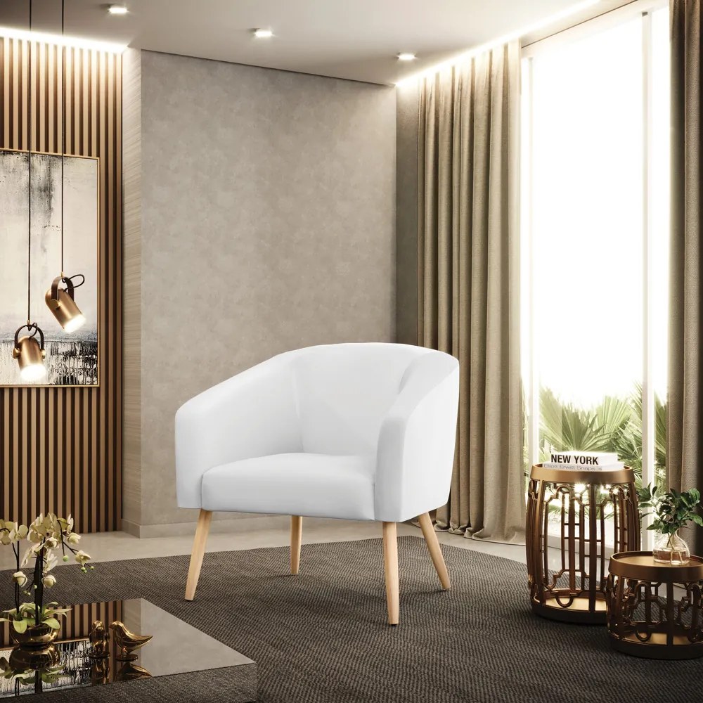 Cadeira Sala de Jantar Pé Palito Natural kit 2 Stella Sintético D03 - D'Rossi - Branco