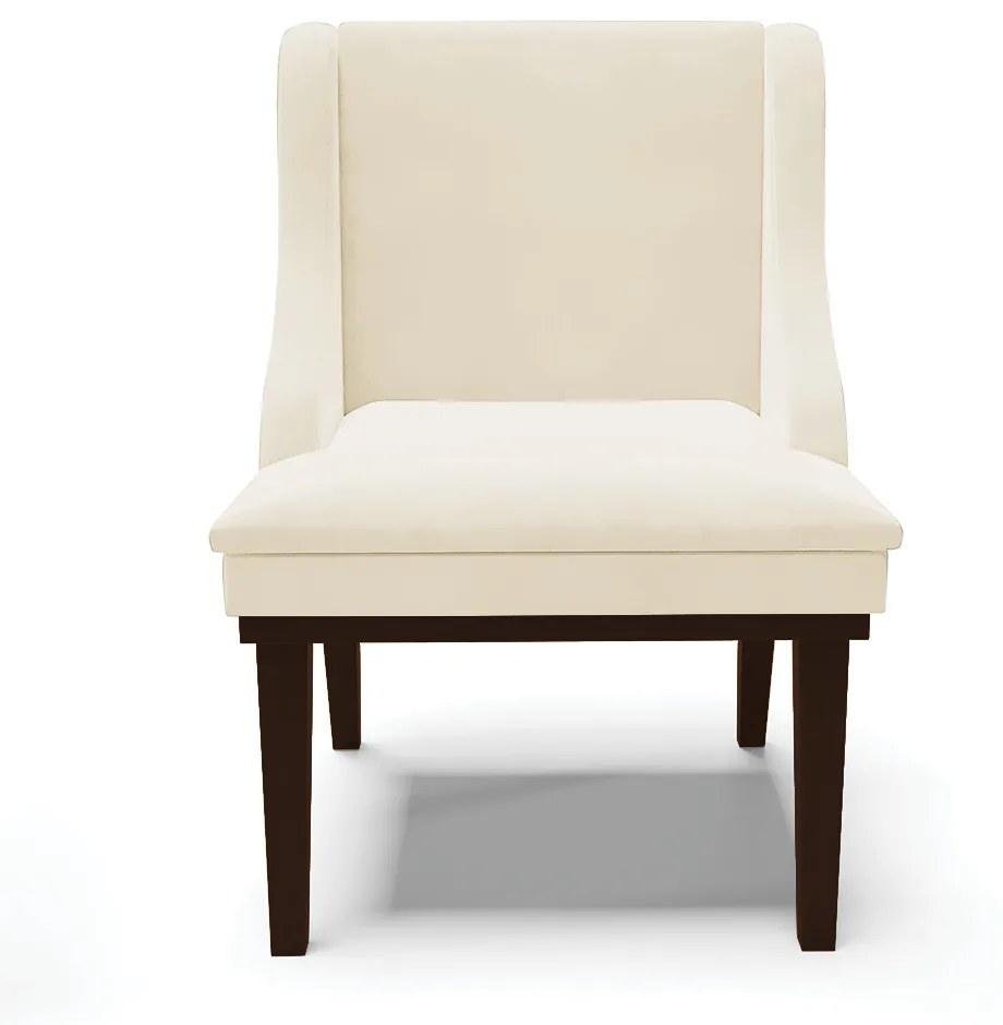 Kit 10 Cadeiras de Jantar Liz Veludo Bege Base Fixa Madeira Tabaco D03 - D'Rossi