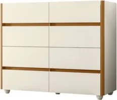 Cômoda Para Quarto 120cm Tampo Vidro Lynd A02 Off/Cinamomo  - Mpozenat