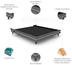 Cama Casal Base Box 140cm Many Z37 Linho Cinza - Mpozenato