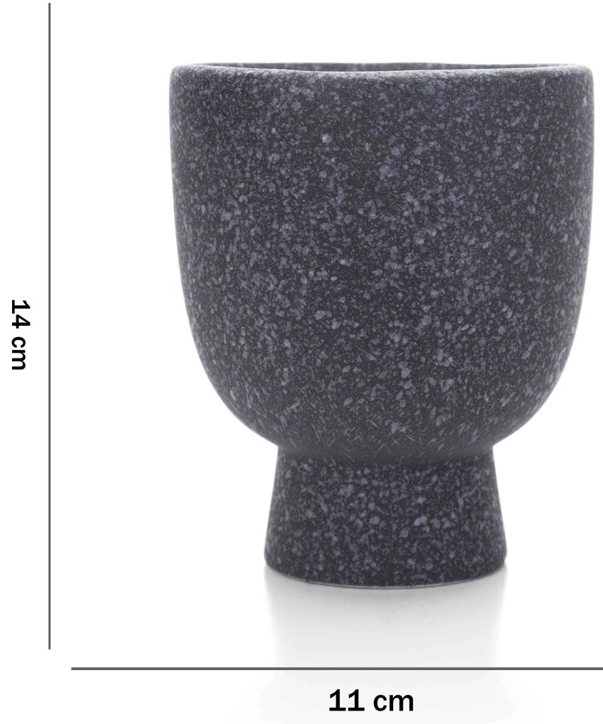 Cachepot Decorativo Em Cerâmica Flocos Preto 14x11 Cm - D'Rossi