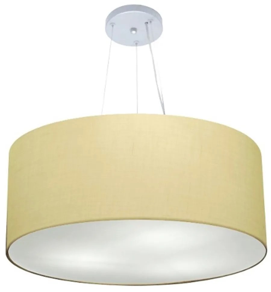 Lustre Pendente Cilíndrico Md-4135 Cúpula em Tecido 70x30cm Algodão Crú - Bivolt