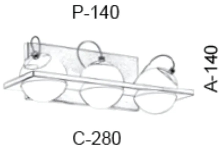 Arandela C/ Globo Apoio Horizontal 37X14X13Cm Metal E Vidro 3 X G9 Glo... (CAFÉ, FOSCO)