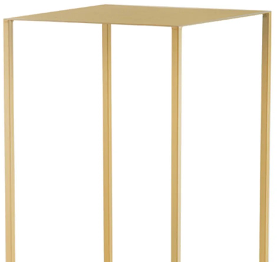 Mesa De Apoio em Metal Cubo Vazado com Tampo Dourado P - D'Rossi