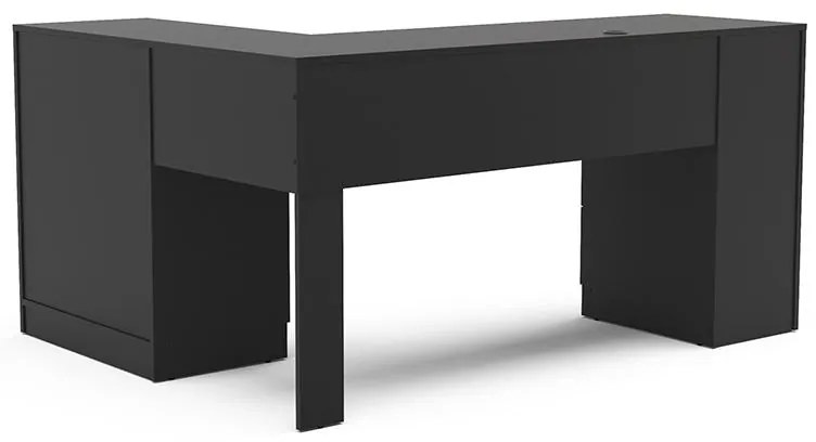 Mesa Em L Escritório Espanha 2 Portas 3 Gavetas - Preto