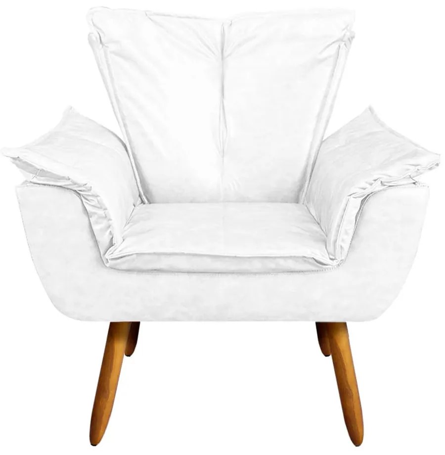 Poltrona Sala de Estar Pé Palito de Madeira Opala Corano D03 - D'Rossi - Branco