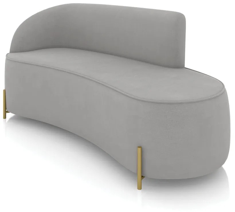 Sofá 3 Lugares Orgânico 180cm Pé Dourado Morgan Suede D03 - D'Rossi - Cinza