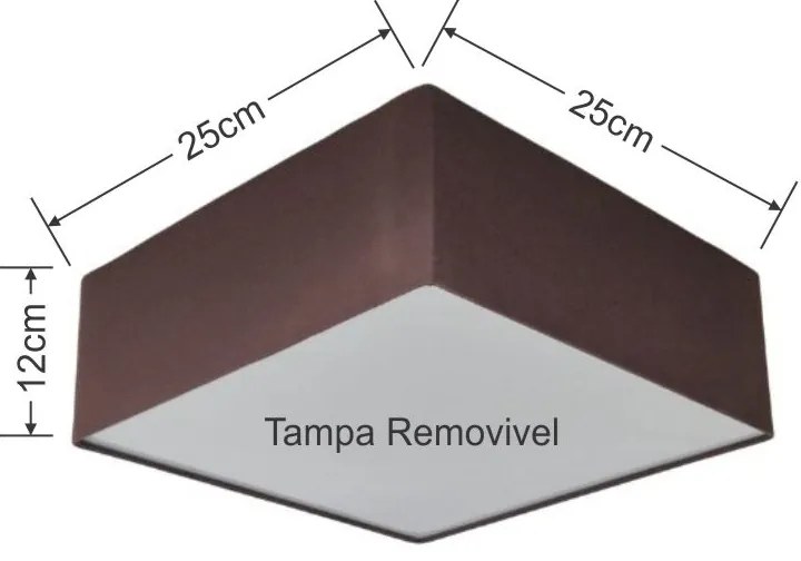 Plafon Quadrado Md-3000 Cúpula em Tecido 25x25x12cm Café - Bivolt