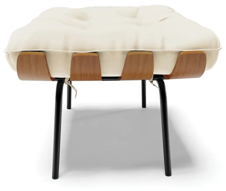 Puff Costela Veludo Base Metálica Preto M11 - D'Rossi - Bege