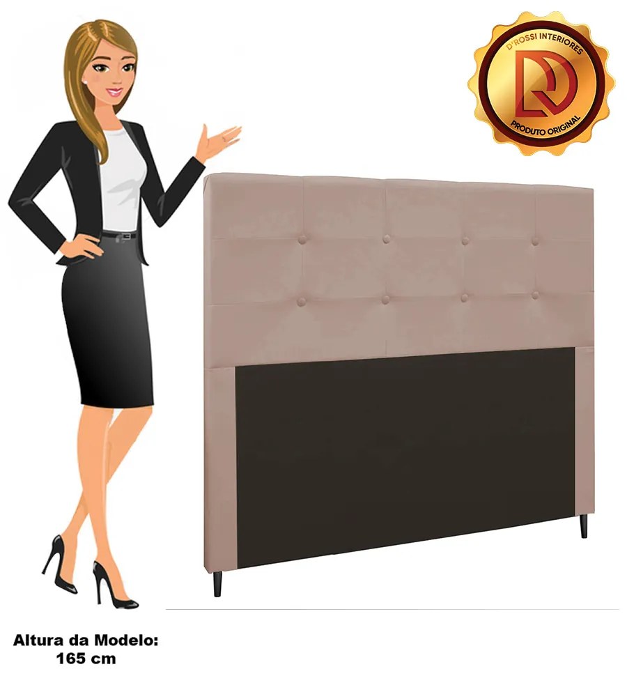 Cabeceira Luna Para Cama Box Queen 160 cm Suede - D'Rossi - Bege