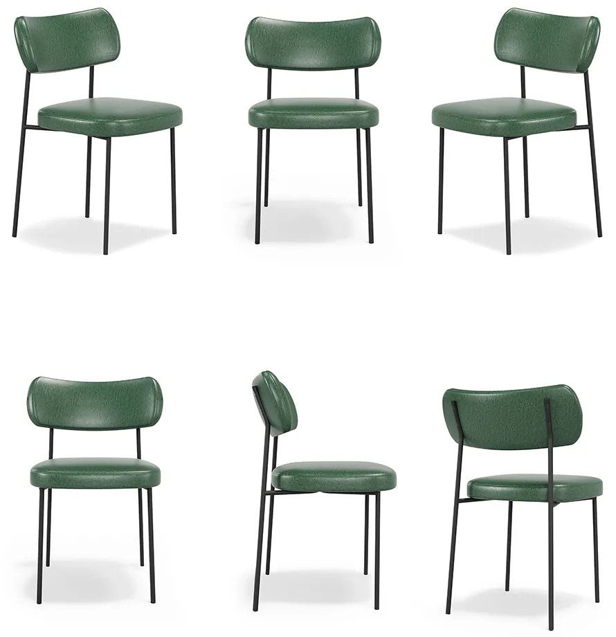 Cadeiras de Jantar Base Ferro Nile kit 6 Sintético PU A08 - D'Rossi - Verde