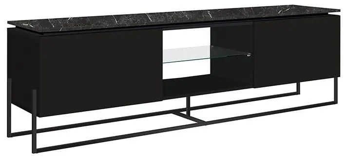 Rack Para Tv Sala Com 1 Prateleira De Vidro - Marquina Preto